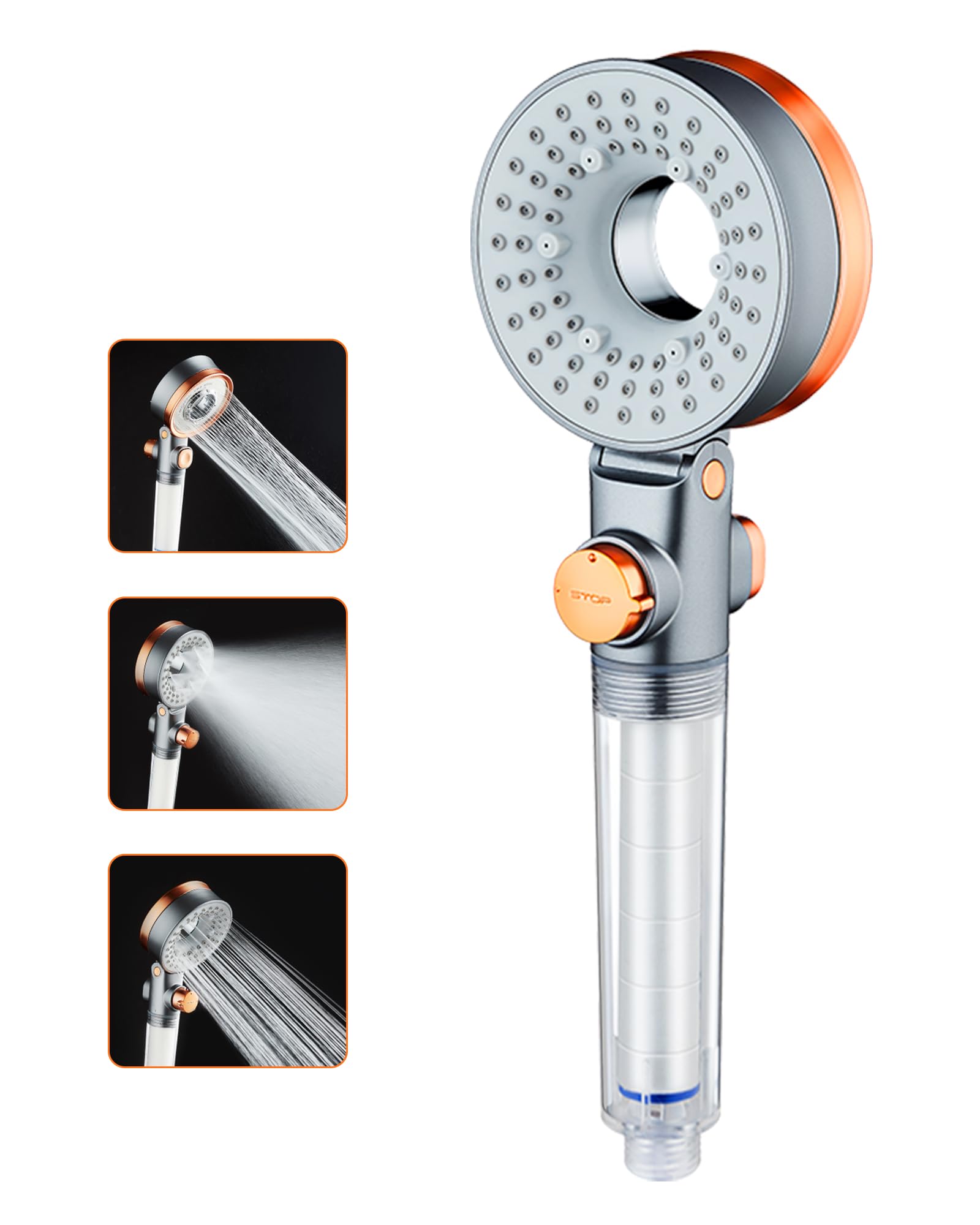 HOLISTIC　CURE　SHOWERHEAD Shower Head with Filter for Hard Water, 3 Shower Modes, Water
